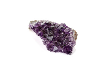 Amethyst Crystal Druse  macro mineral on white background close up