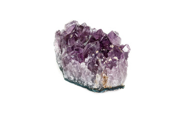 Amethyst Crystal Druse  macro mineral on white background close up