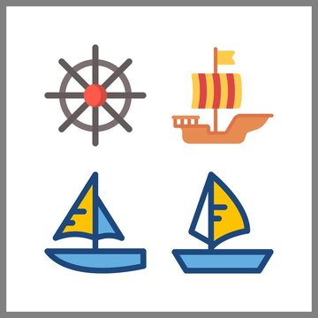 4 sail icon. Vector illustration sail set. sailboat and sailing boat icons for sail works