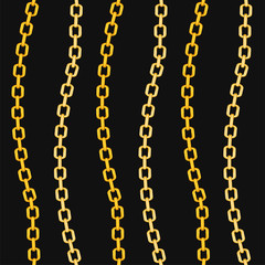Golden chains fashion seamless pattern on black background