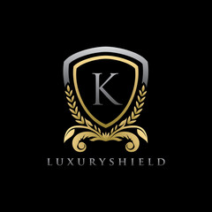 Golden Shield K Letter Logo
