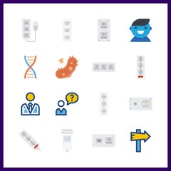 16 cell icon. Vector illustration cell set. bacteria and user icons for cell works