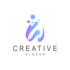 letter w with bubble logo template