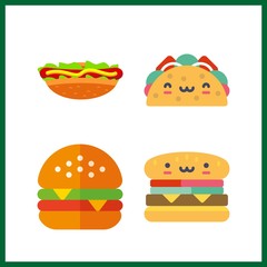 4 lettuce icon. Vector illustration lettuce set. hamburger and taco icons for lettuce works