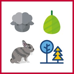 4 farm icon. Vector illustration farm set. rabbit and cocoon icons for farm works