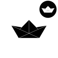 paper boat  - white vector icon