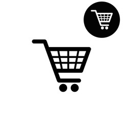 shopping basket  - white vector icon