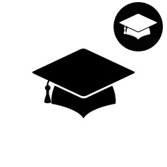 Graduation cap   - white vector icon