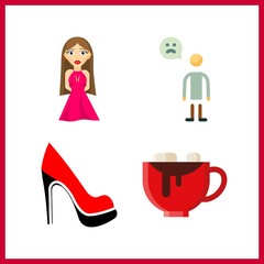 4 beauty icon. Vector illustration beauty set. girl and chocolate icons for beauty works