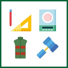 4 construction icon. Vector illustration construction set. hammer and vest icons for construction works