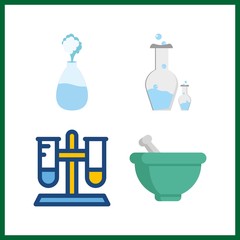 4 pharmacy icon. Vector illustration pharmacy set. test tube and mortar icons for pharmacy works