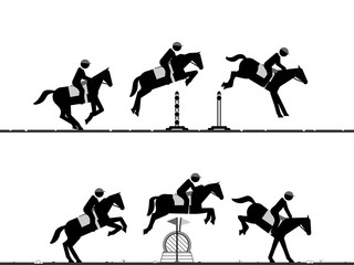 Sequences of horse jumping over obstacles