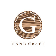 Circle Wood Texture G Letter Logo