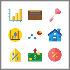 9 investment icon. Vector illustration investment set. wallet and percentage icons for investment works