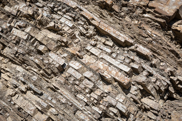 flysch rocky layers from the Paleozoic-Carboniferous age in Penarroyas (Montalban), province of...