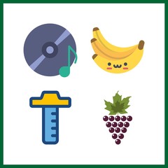 4 path icon. Vector illustration path set. grapes and ruler icons for path works