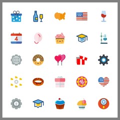25 celebrate icon. Vector illustration celebrate set. balloons and united states icons for celebrate works