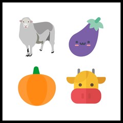 4 agriculture icon. Vector illustration agriculture set. sheep and eggplant icons for agriculture works