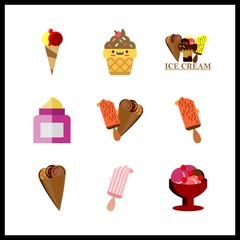 9 scoop icon. Vector illustration scoop set. ice cream ball and ice creams icons for scoop works