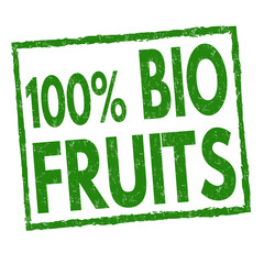 100 % Bio fruits sign or stamp