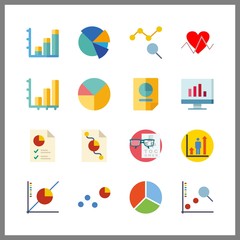 16 chart icon. Vector illustration chart set. cardiogram and line graph icons for chart works