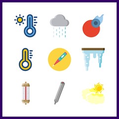 9 climate icon. Vector illustration climate set. cloudy and rain icons for climate works