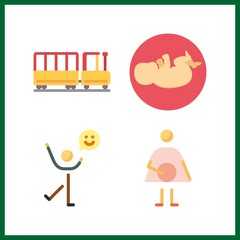 4 father icon. Vector illustration father set. happy and kid railway icons for father works