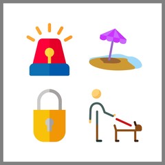 4 security icon. Vector illustration security set. responsibility and siren icons for security works