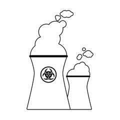 Nuclear industrial plant in black and white