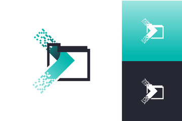 Pixel Arrow Folder Logo Inspirations Template