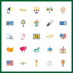 25 festival icon. Vector illustration festival set. ferris whell and trumpet icons for festival works