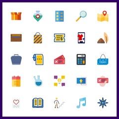 25 paper icon. Vector illustration paper set. calculator and shopping bag icons for paper works