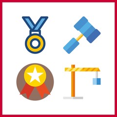 4 strong icon. Vector illustration strong set. hammer and winch icons for strong works