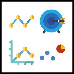 4 arrow icon. Vector illustration arrow set. target and line chart icons for arrow works