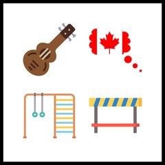 4 rock icon. Vector illustration rock set. spanish guitar and net climbers icons for rock works
