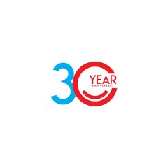 30 Year Anniversary Celebration Vector Template Design Illustration