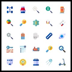 25 engine icon. Vector illustration engine set. gear and pulley icons for engine works