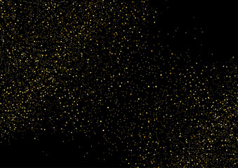 Gold glitter texture isolated on black background. Particles color Celebratory. Golden explosion of confetti Design. Vector illustration