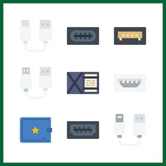 9 pocket icon. Vector illustration pocket set. wallet and usb icons for pocket works