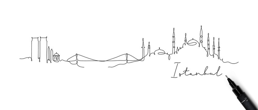 Pen line silhouette Istanbul