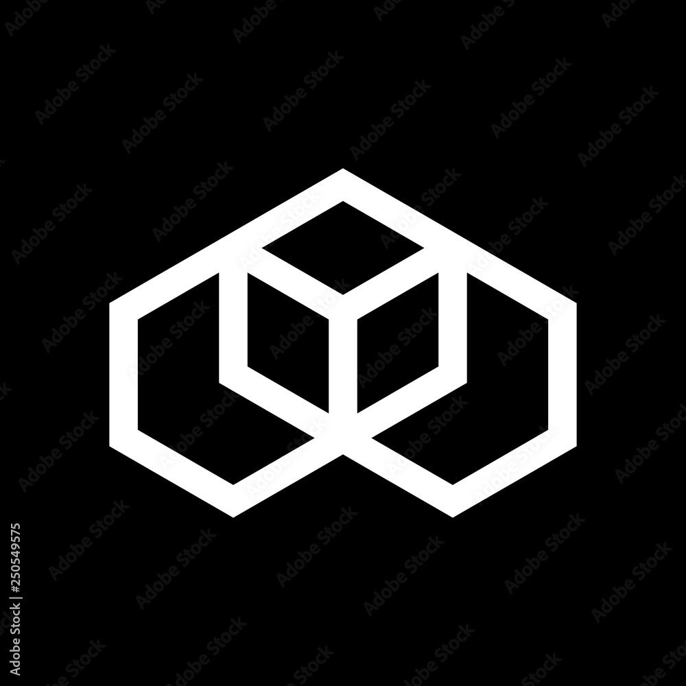 Wall mural cube shape hexagon vector logo