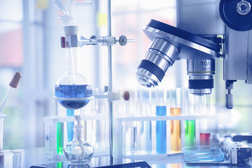 Microscope in laboratory