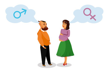 Pregnant Woman with Husband Vector Design Element