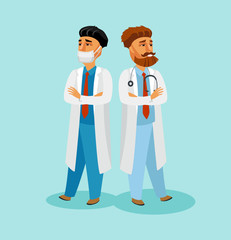 Fototapeta premium Doctors in Blue Uniform Vector Design Element