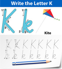 Write the letter K english card