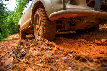 Fototapeta na wymiar car on muddy road