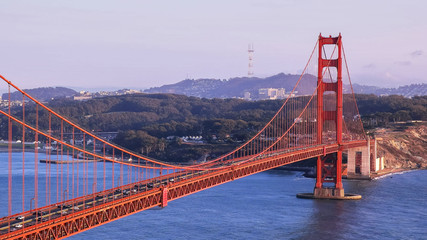 close up view of the southern pylon of the golden gate bridge in san francisco
