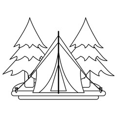 Camping lifestyle in nature black and white