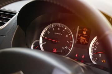 warning light handbrake in car dashboard
