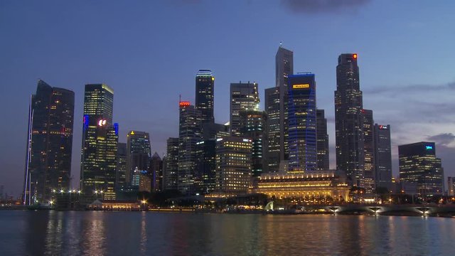 View of colourful tallest buildings, Singapore